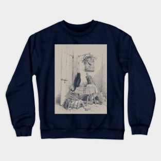 Cat and birdcage Diagonal Lines Crewneck Sweatshirt